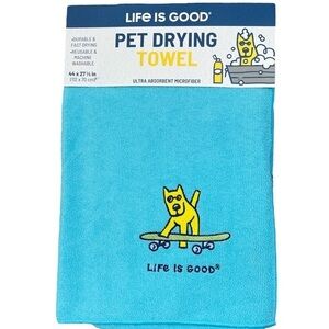 Life is Good - 2/$28 - ‘Skateboarding Jake - aqua’ pet drying towel. NWT